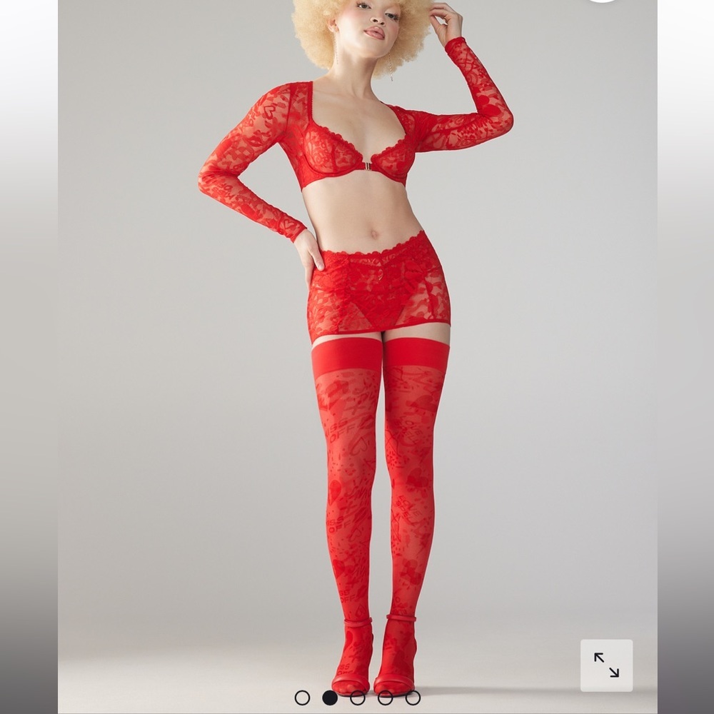 Savage X Fenty Goji Berry Red Cupid Called Thigh High Stockings - Picture 1 of 10
